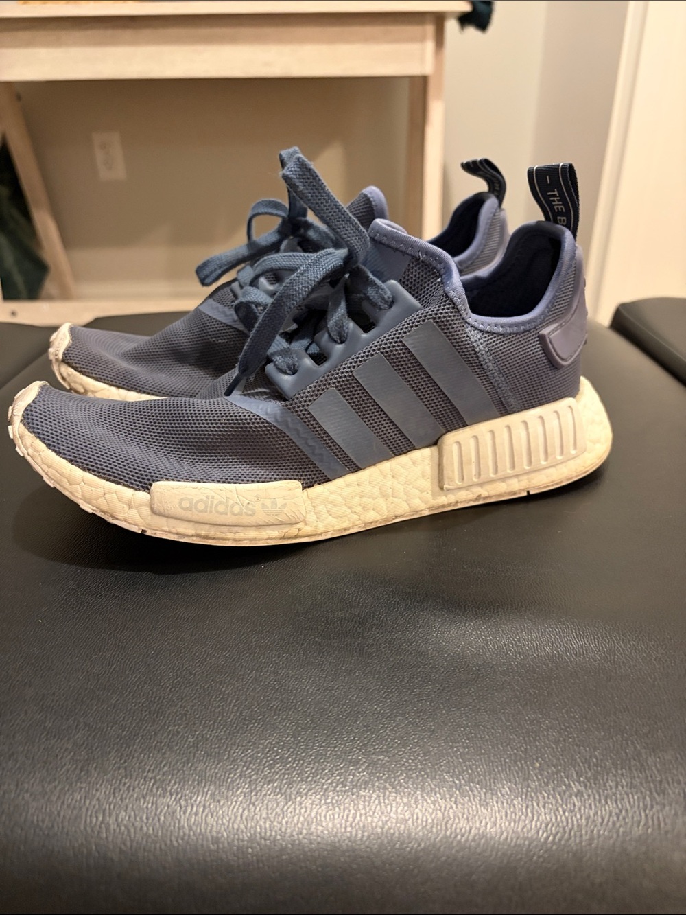 adidas blue NMD-style trainers with white sole